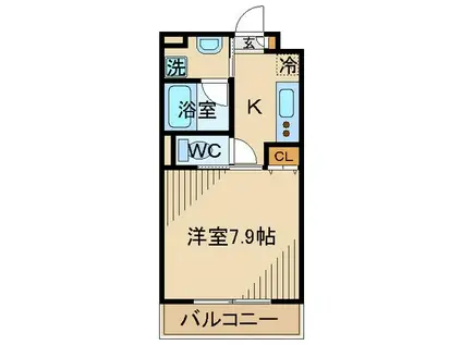 エスパーダ国立(1K/2階)の間取り写真