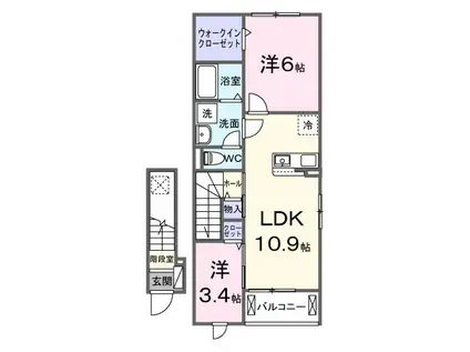 レガレイラ(2LDK/2階)の間取り写真
