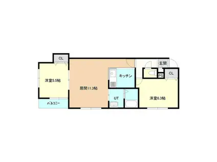 アレックスN48(2LDK/2階)の間取り写真