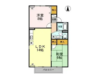 夏梅ビレッジ F棟(2LDK/2階)の間取り写真