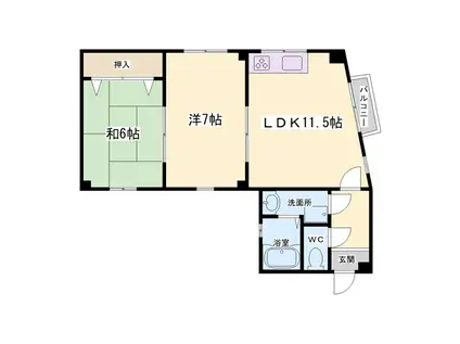 神出町東1(2LDK/2階)の間取り写真