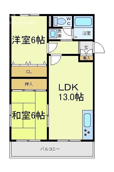 サンライズアベノ(2LDK/3階)の間取り写真
