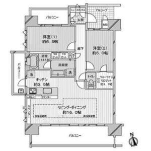 ルーシア北梅田(2LDK/11階)の間取り写真