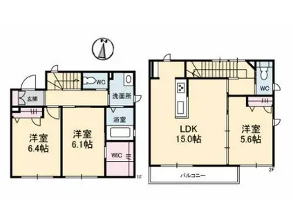 カノンハウス(3LDK/1階)の間取り写真