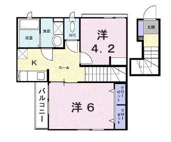 ガーデンヴィラ深大寺III(2K/2階)の間取り写真