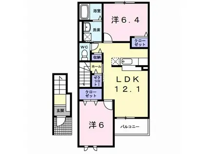 サンシャインA(2LDK/2階)の間取り写真