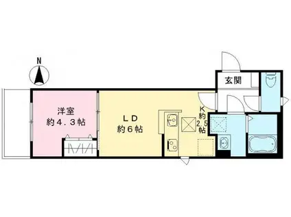 AOAKUAフィカーサ蒲田本町(1LDK/1階)の間取り写真