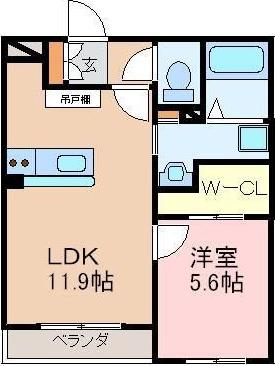 ヴィーナス・ヒルズ近見(1LDK/4階)の間取り写真