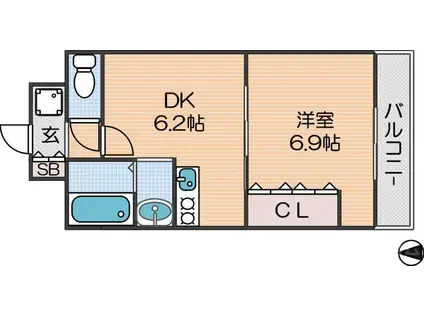 プランドール(1DK/5階)の間取り写真