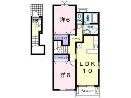 恵比寿Ⅲ(2LDK/2階)の間取り写真