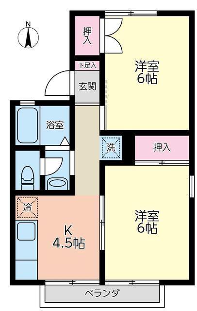 コーポ和田V(2K/2階)の間取り写真