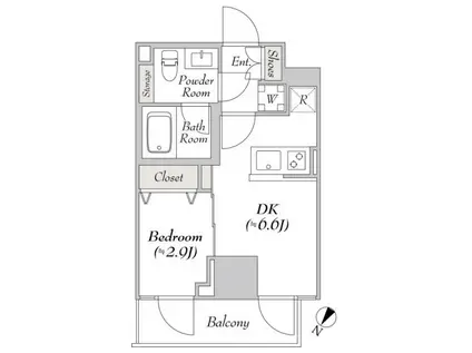 ルミーク北品川 100(1DK/7階)の間取り写真