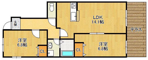 ベラージュ二番町(2LDK/1階)の間取り写真
