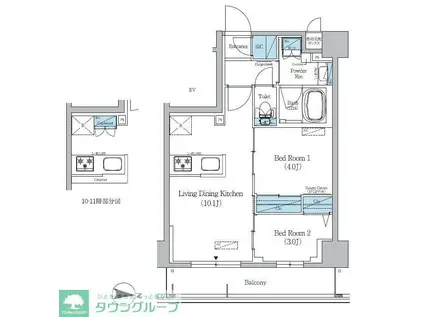 アーバネックス錦糸公園III(2LDK/4階)の間取り写真