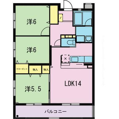 ジューダンブルクII(3LDK/3階)の間取り写真