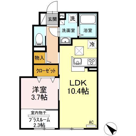 セジュール南花岡III(1LDK/1階)の間取り写真