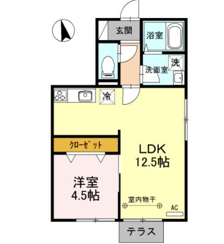 メゾン・ド・ソレイユ(1LDK/1階)の間取り写真
