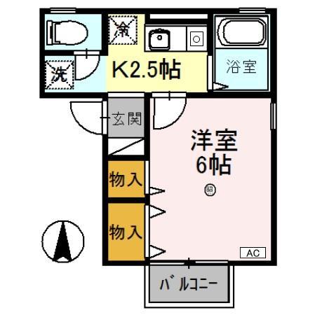 トリアノン文京(1K/2階)の間取り写真