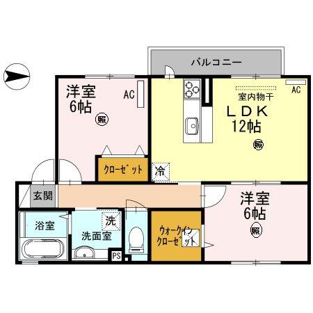 グランシエル(2LDK/1階)の間取り写真
