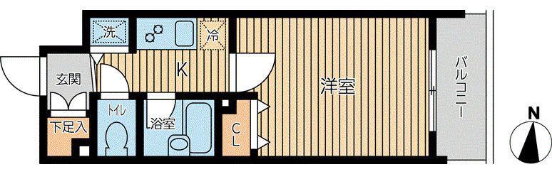 CITY SPIRE両国(1K/6階)の間取り写真