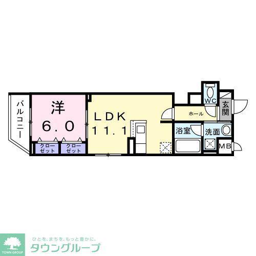 スカイノッツ北赤羽(1LDK/2階)の間取り写真
