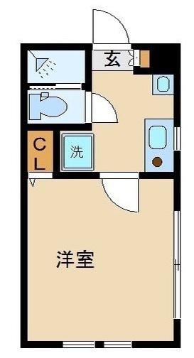 エリア二子玉川(1K/2階)の間取り写真