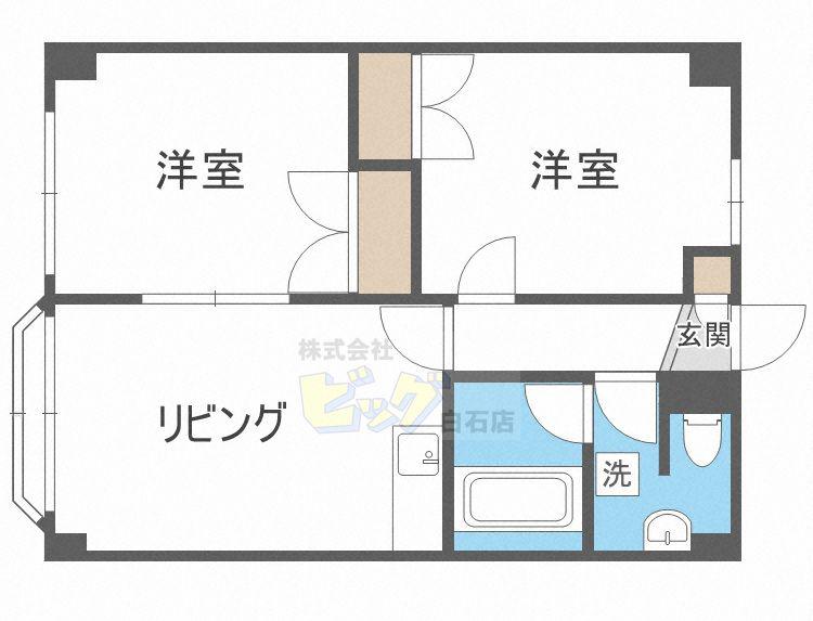 プラザイン南郷(2LDK/4階)の間取り写真