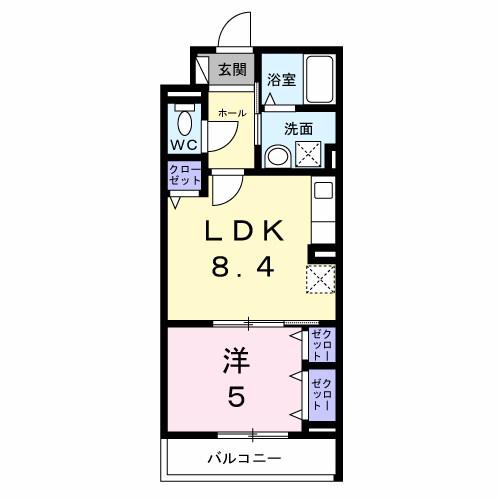 ヒカルサ尼崎神崎町(1LDK/2階)の間取り写真