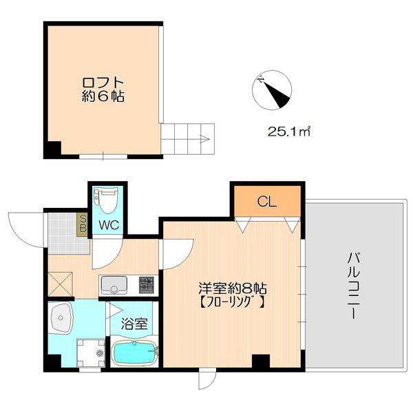 イル・グラッツィア渡辺通I(1K/2階)の間取り写真