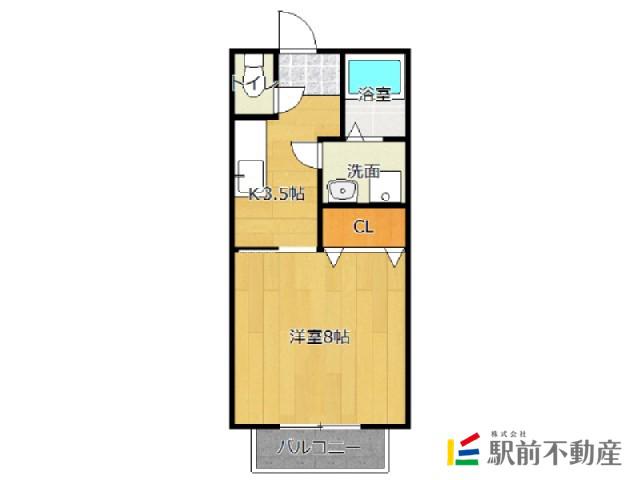 リゾートハイツ多布施(1K/2階)の間取り写真