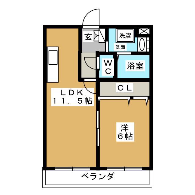 アスティオンII(1LDK/1階)の間取り写真
