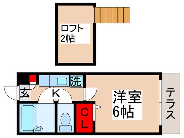 ハイドパーク行徳(1K/1階)の間取り写真