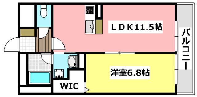 アムール彩都II(1LDK/2階)の間取り写真