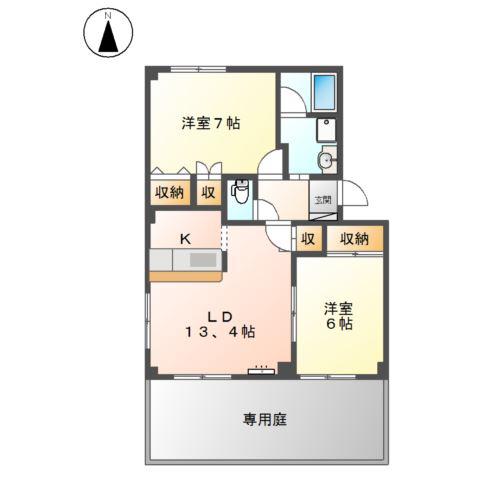 サンチェリー(2LDK/1階)の間取り写真