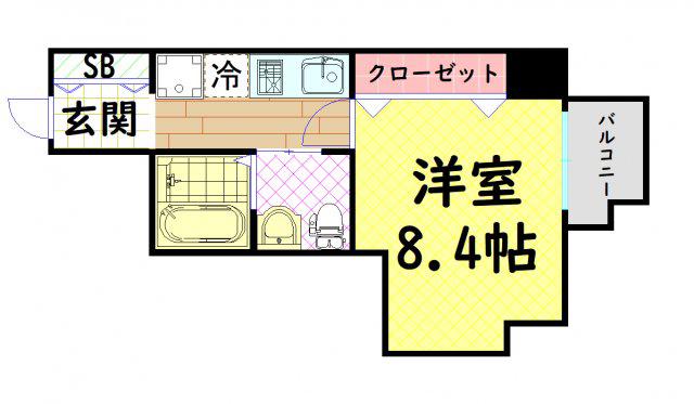 アキソレイユ本田(1K/4階)の間取り写真
