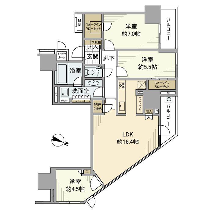 ブランズ横浜(3LDK/12階)の間取り写真