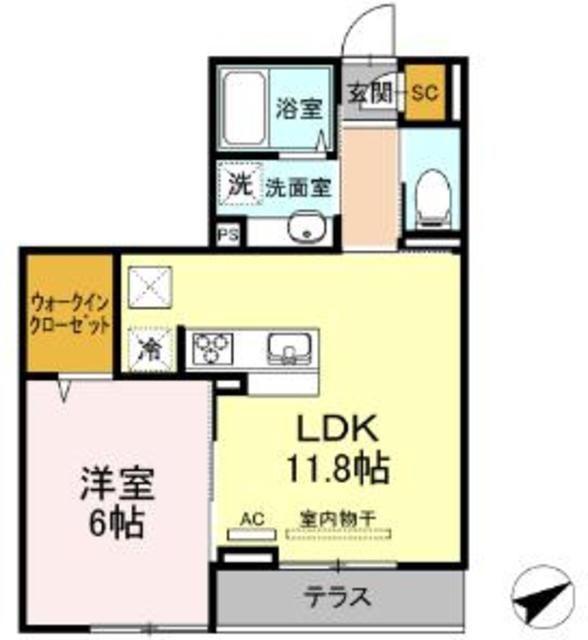GRACE HILLグレイス・ヒル(1LDK/2階)の間取り写真