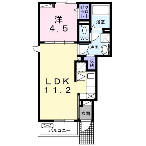 リナセント Ⅰ(1LDK/1階)の間取り写真