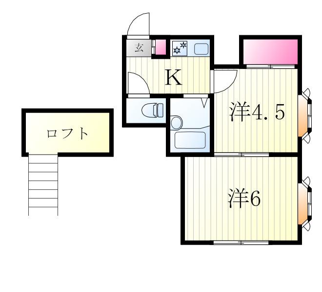 リーフコート江戸川台A棟(2K/1階)の間取り写真