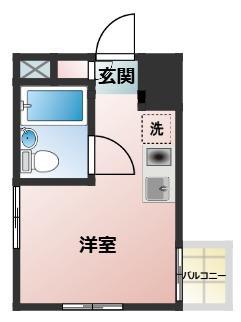 ベルハウス栗原(ワンルーム/2階)の間取り写真
