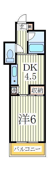 ジュネパレス柏第29(1DK/4階)の間取り写真