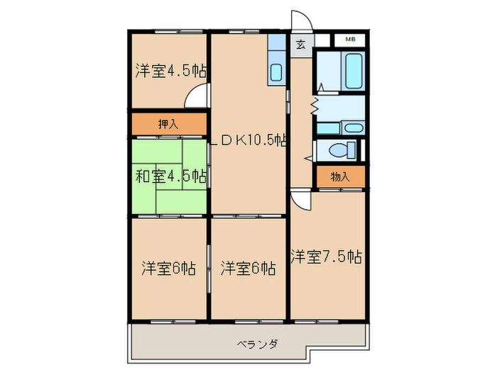 第二メゾン鳥神(5LDK/2階)の間取り写真