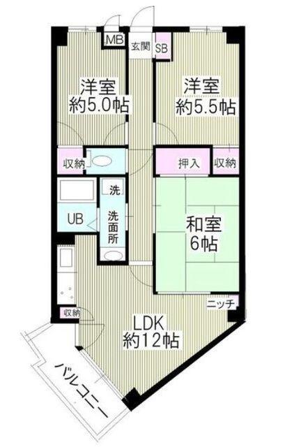 SCヒルズ稲毛(3LDK/3階)の間取り写真