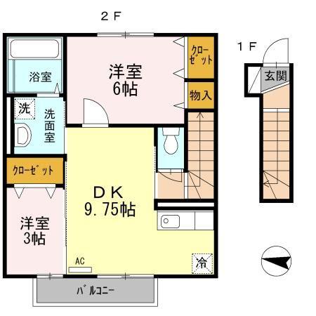 フローラ片倉(2DK/2階)の間取り写真