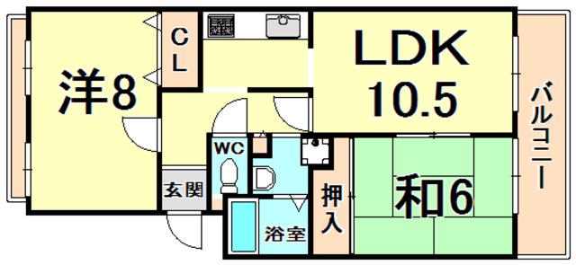 エバーグレイス西宮(2LDK/1階)の間取り写真