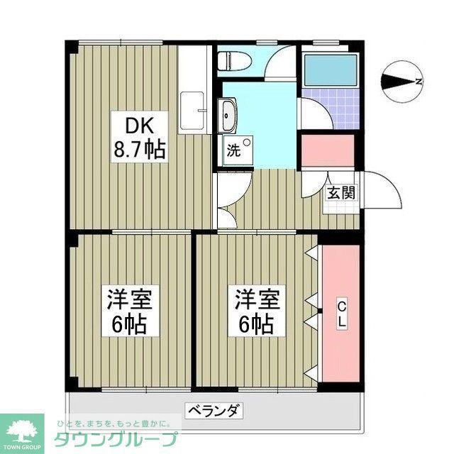 佳月マンション(2DK/4階)の間取り写真