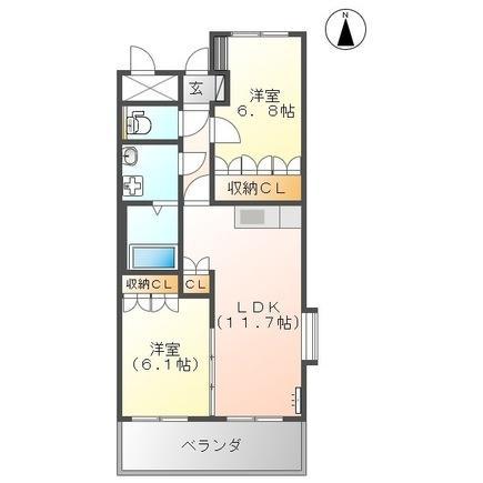 シャンピア桜木東(2LDK/2階)の間取り写真