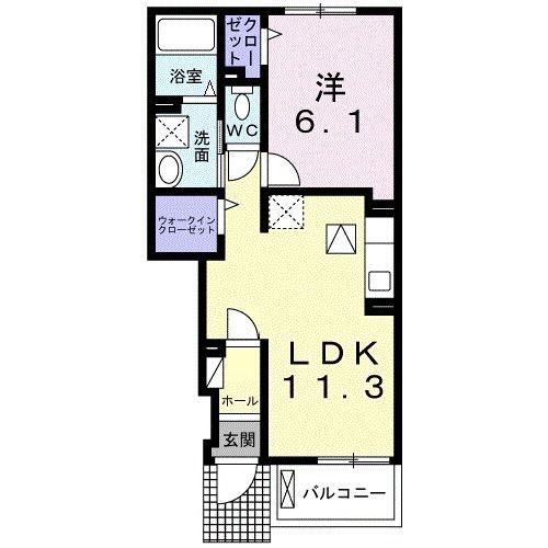 パレット(1LDK/1階)の間取り写真