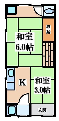 東大阪市玉串町西1丁目アパート(2K/1階)の間取り写真
