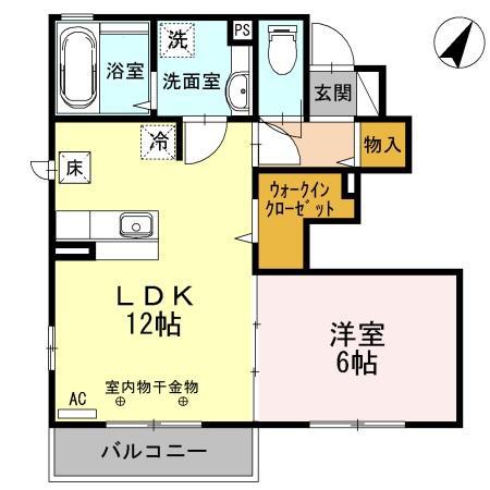 フローラ昭島(1LDK/1階)の間取り写真